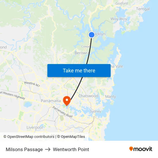 Milsons Passage to Wentworth Point map