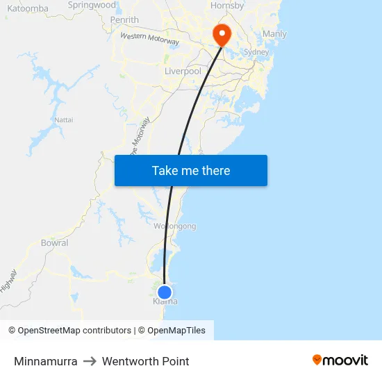 Minnamurra to Wentworth Point map
