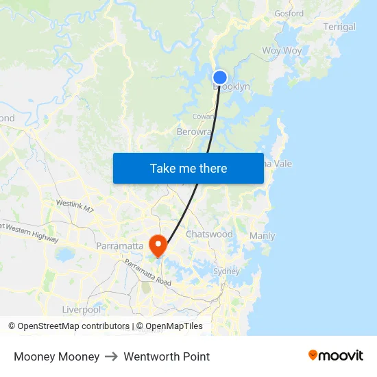 Mooney Mooney to Wentworth Point map