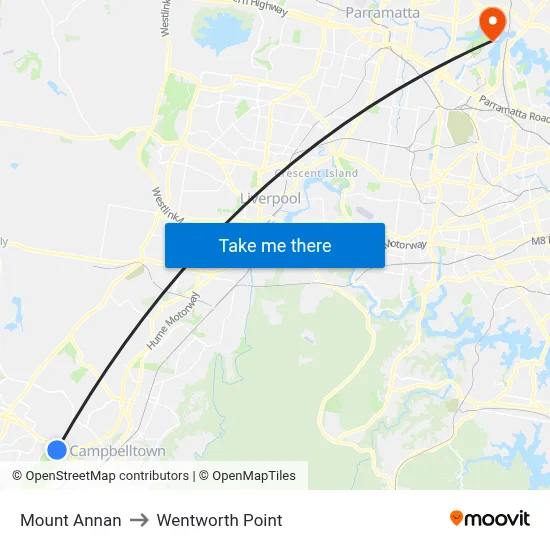Mount Annan to Wentworth Point map