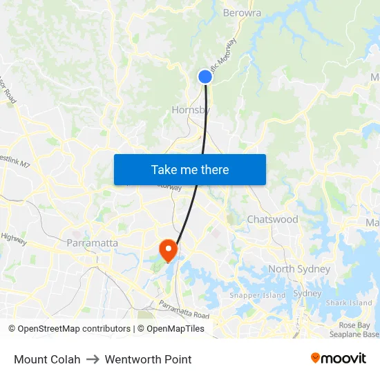 Mount Colah to Wentworth Point map