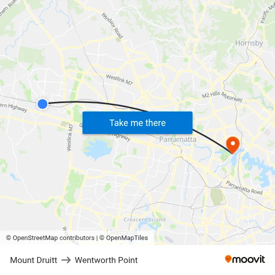Mount Druitt to Wentworth Point map