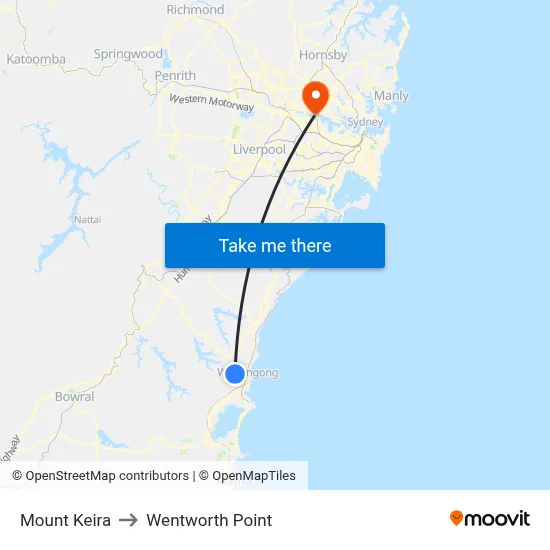 Mount Keira to Wentworth Point map