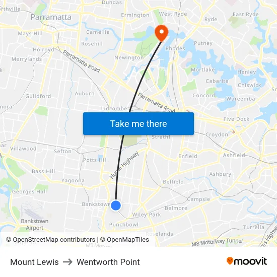 Mount Lewis to Wentworth Point map