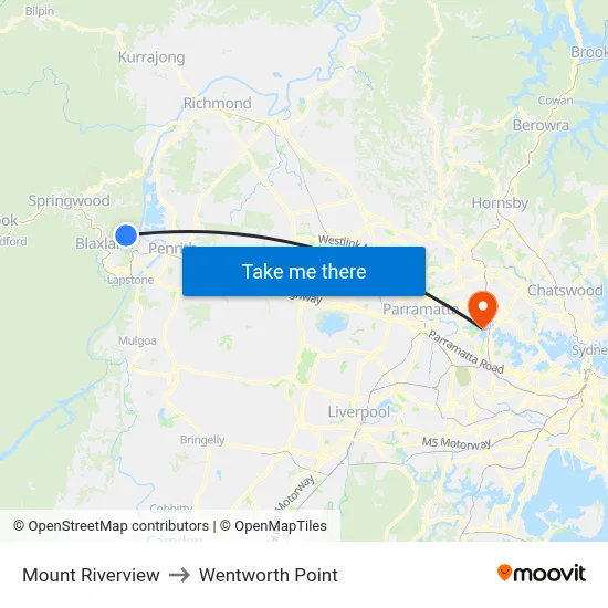 Mount Riverview to Wentworth Point map