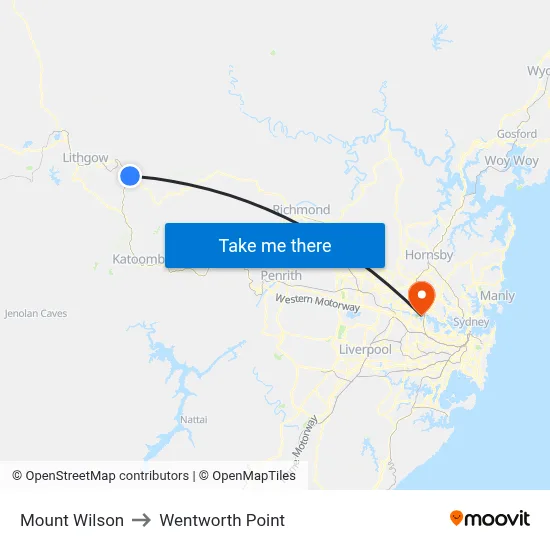 Mount Wilson to Wentworth Point map