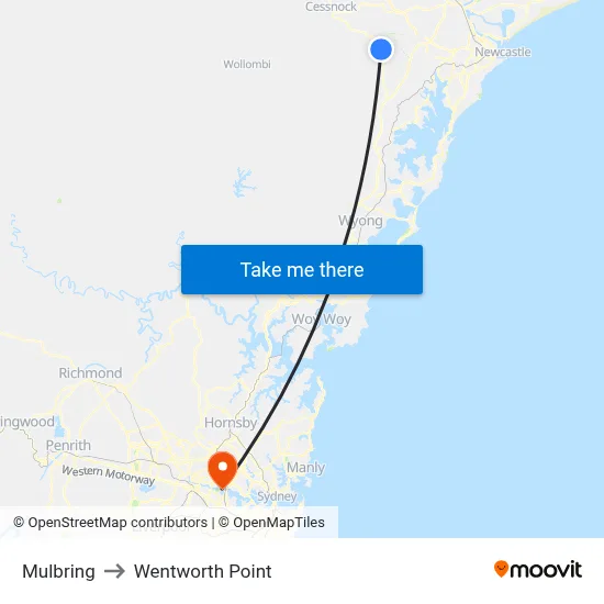 Mulbring to Wentworth Point map