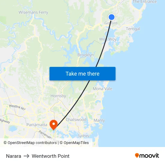 Narara to Wentworth Point map