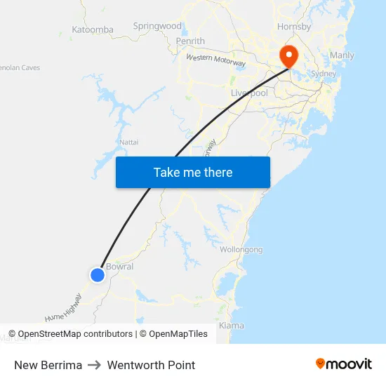 New Berrima to Wentworth Point map