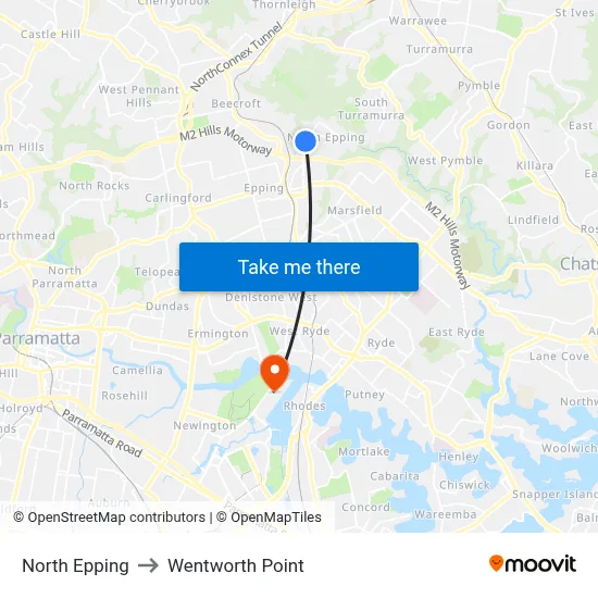 North Epping to Wentworth Point map