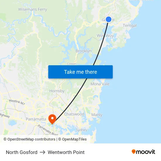North Gosford to Wentworth Point map