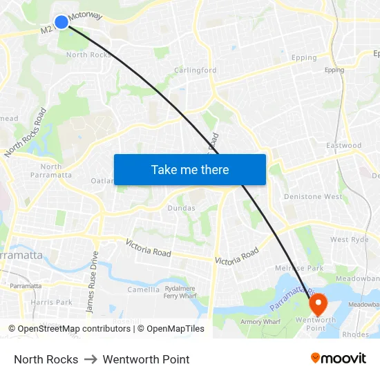 North Rocks to Wentworth Point map