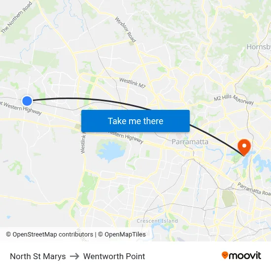 North St Marys to Wentworth Point map