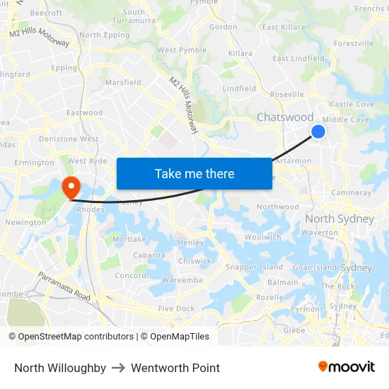 North Willoughby to Wentworth Point map