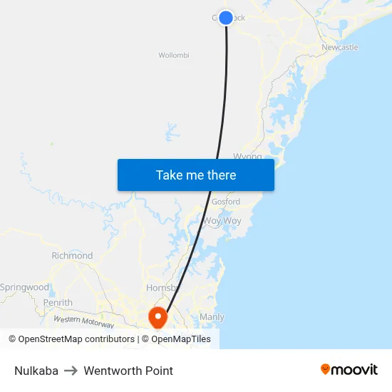 Nulkaba to Wentworth Point map