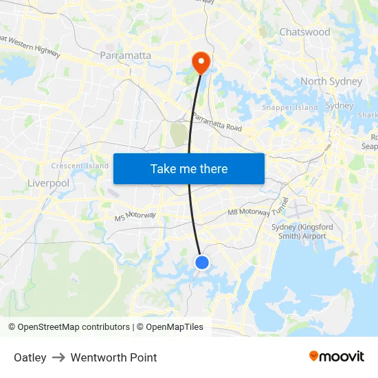 Oatley to Wentworth Point map
