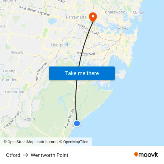 Otford to Wentworth Point map