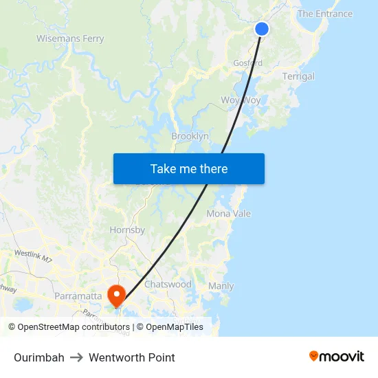 Ourimbah to Wentworth Point map