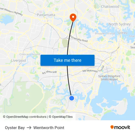 Oyster Bay to Wentworth Point map