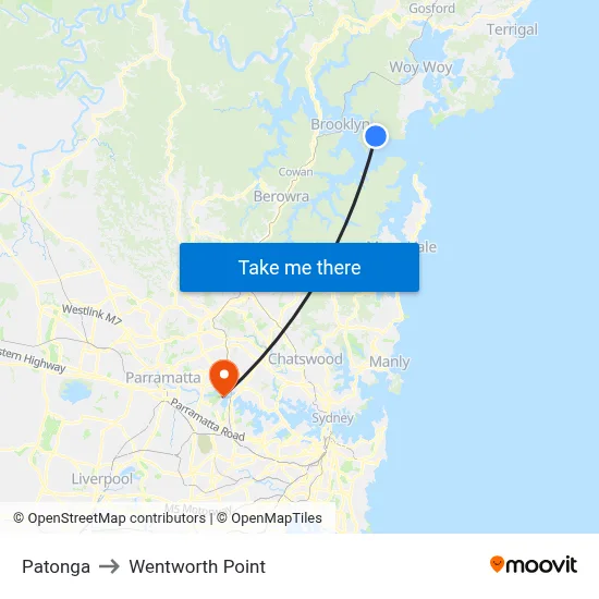 Patonga to Wentworth Point map