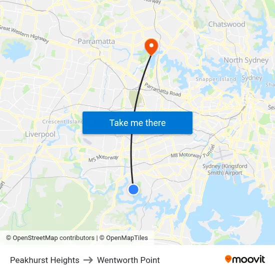 Peakhurst Heights to Wentworth Point map