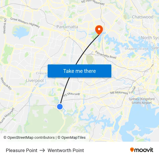 Pleasure Point to Wentworth Point map