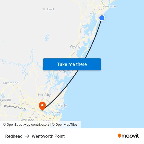 Redhead to Wentworth Point map