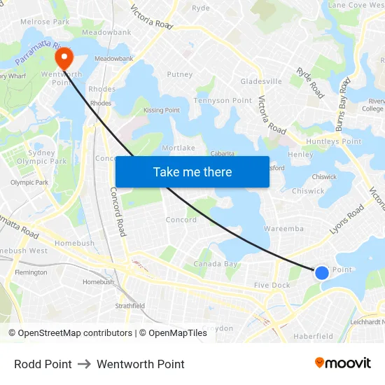 Rodd Point to Wentworth Point map