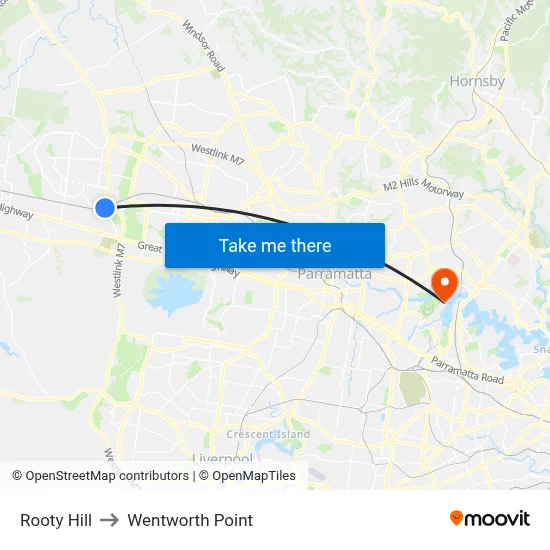 Rooty Hill to Wentworth Point map