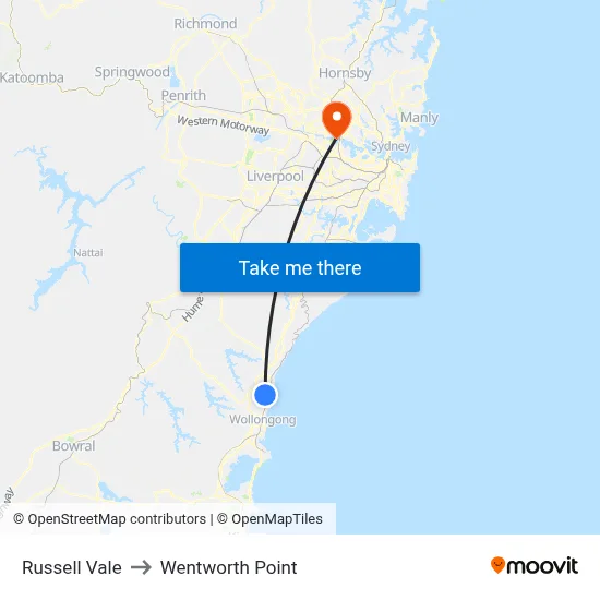 Russell Vale to Wentworth Point map