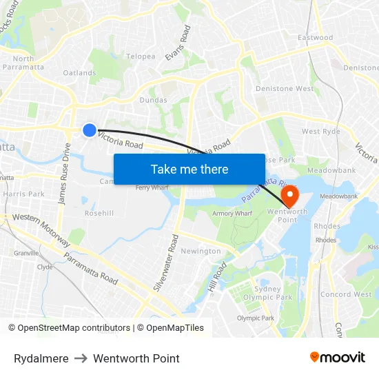 Rydalmere to Wentworth Point map