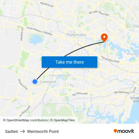 Sadleir to Wentworth Point map