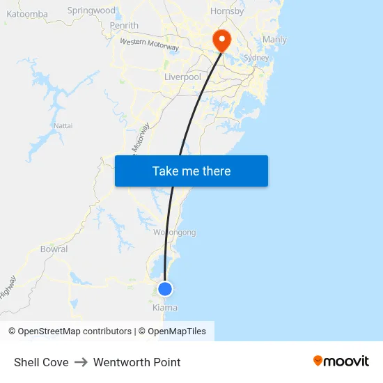 Shell Cove to Wentworth Point map