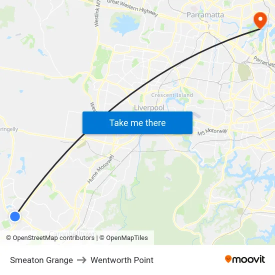Smeaton Grange to Wentworth Point map