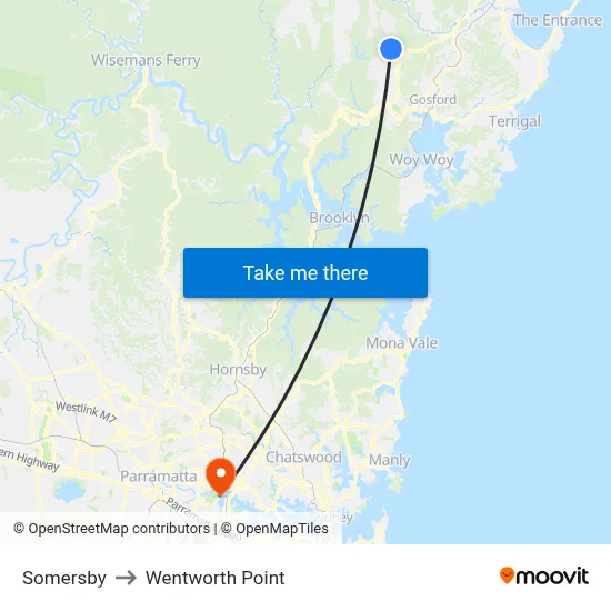 Somersby to Wentworth Point map