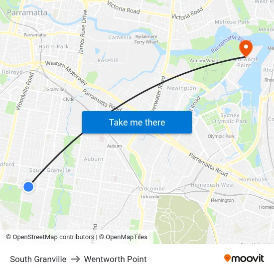 South Granville to Wentworth Point map