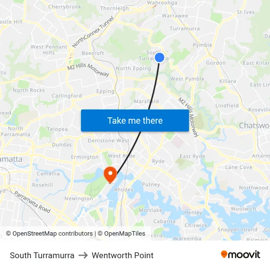 South Turramurra to Wentworth Point map