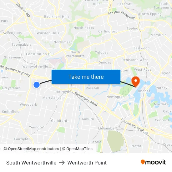 South Wentworthville to Wentworth Point map