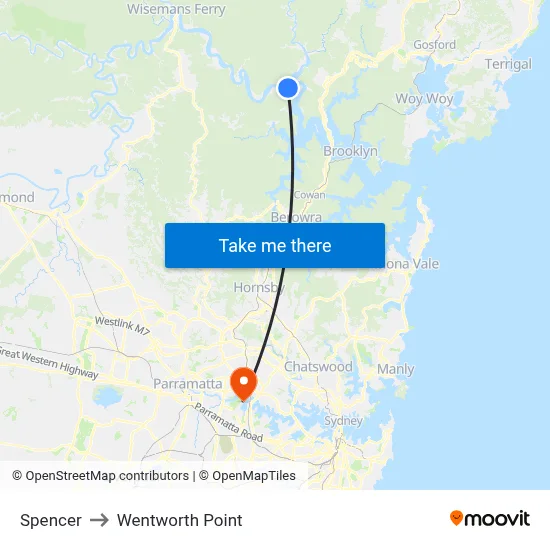 Spencer to Wentworth Point map