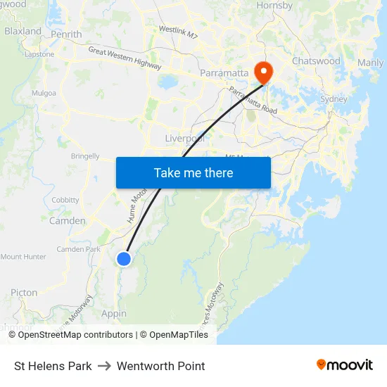 St Helens Park to Wentworth Point map