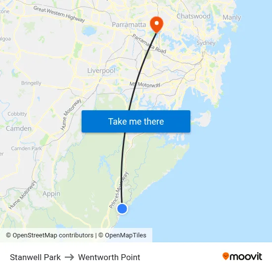 Stanwell Park to Wentworth Point map