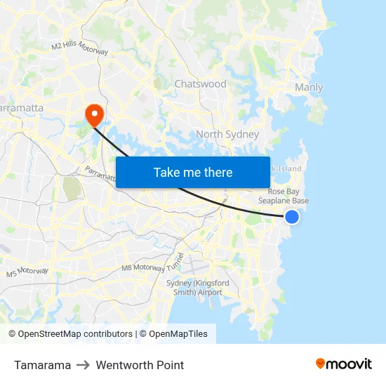 Tamarama to Wentworth Point map