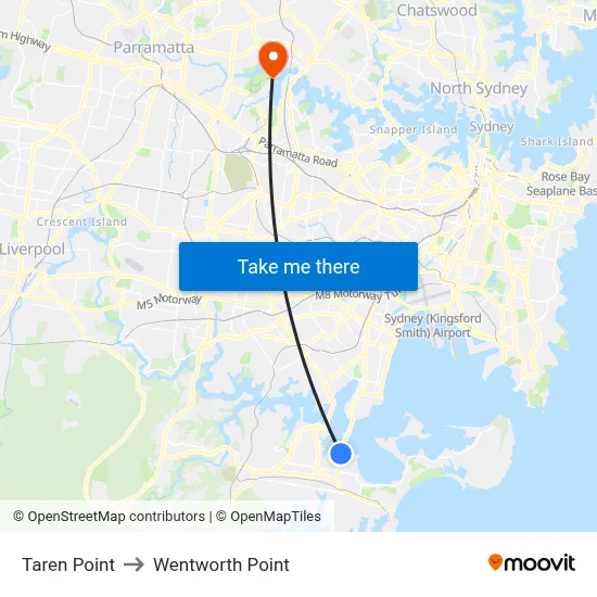 Taren Point to Wentworth Point map