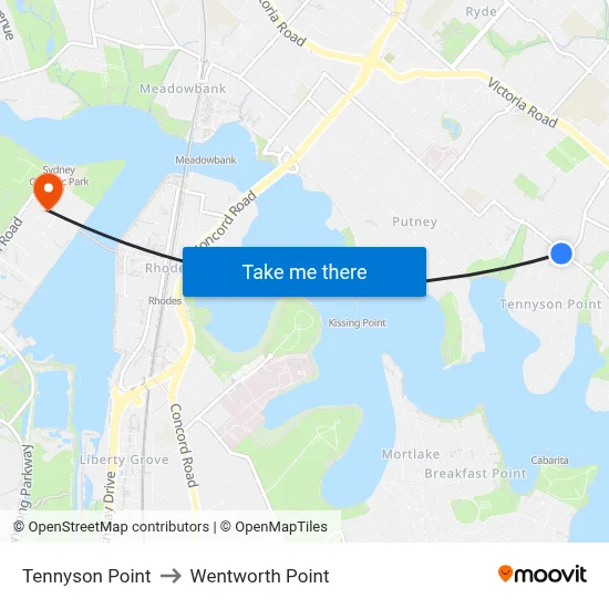 Tennyson Point to Wentworth Point map