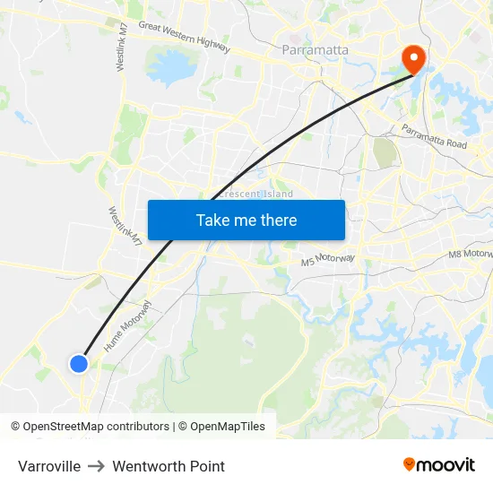 Varroville to Wentworth Point map