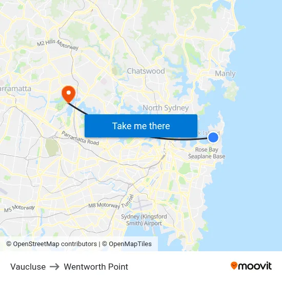 Vaucluse to Wentworth Point map