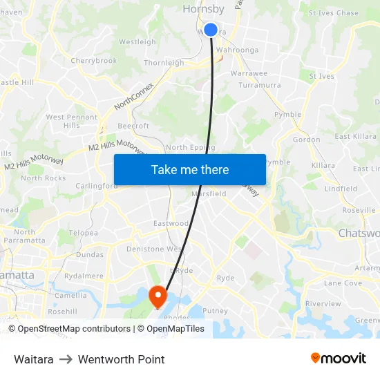 Waitara to Wentworth Point map