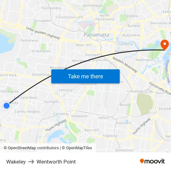 Wakeley to Wentworth Point map