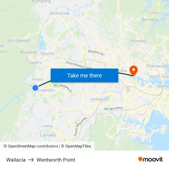 Wallacia to Wentworth Point map