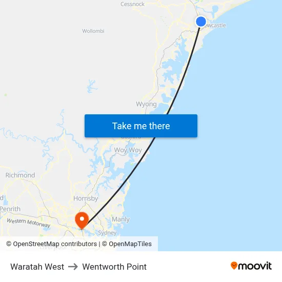 Waratah West to Wentworth Point map